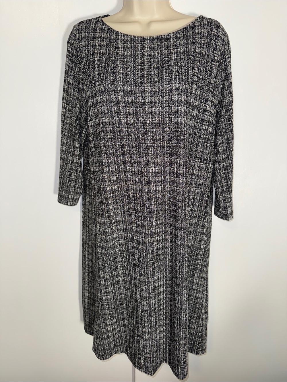 J Jill Wearever Knit Tweed Shift Dress Women’s L Large Petite